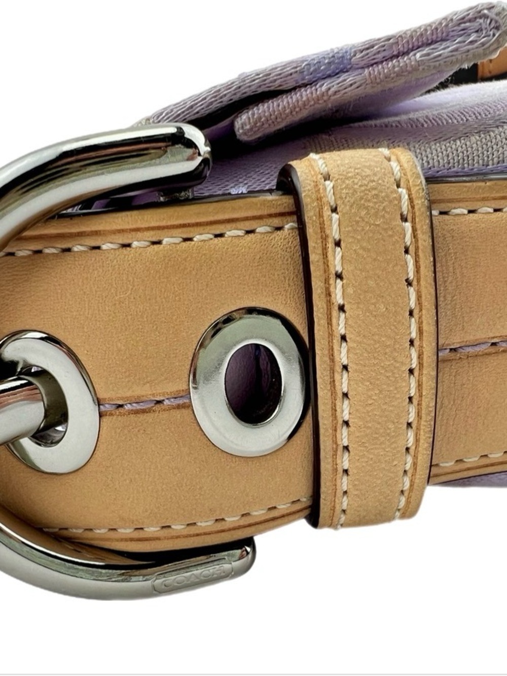 COACH Purple Soho Signature LADYBUG Shoulder Bag/Leather Buckle Style 1555 Y2K - Picture 14 of 16